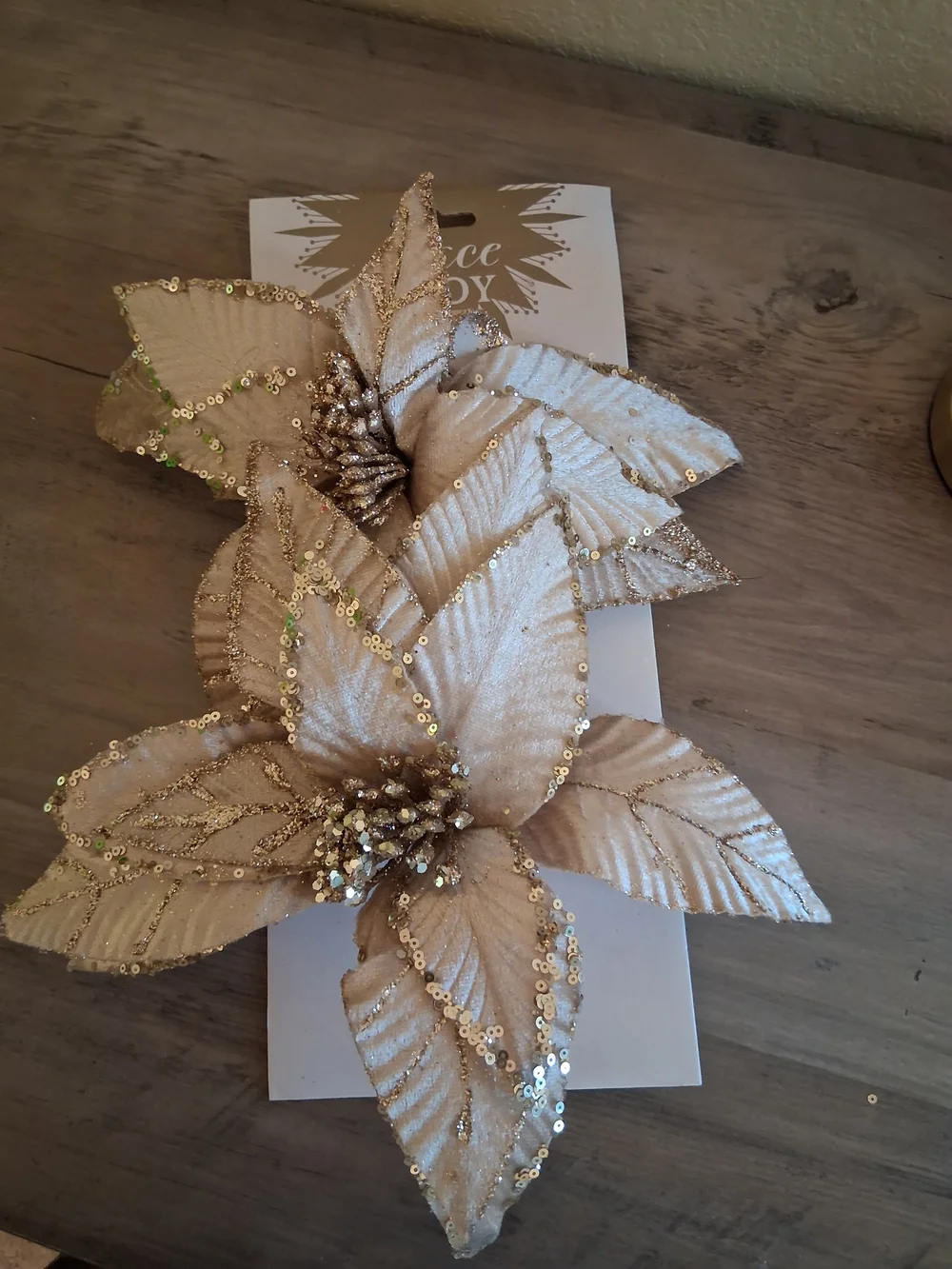 Gold and Cream Floral Clip Set - Set of 2